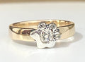 Victorian 14K Yellow Gold & Old Cut Diamond Ring Size N - 6 1/2