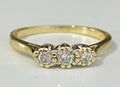 18K Yellow Gold & 0.22CT Diamond Three Stone Ring Size N 1/2 - 6 3/4