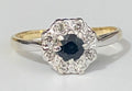18K Yellow Gold W/ Sapphire & Diamond Cluster Ring Size M 1/2 - 6 1/4