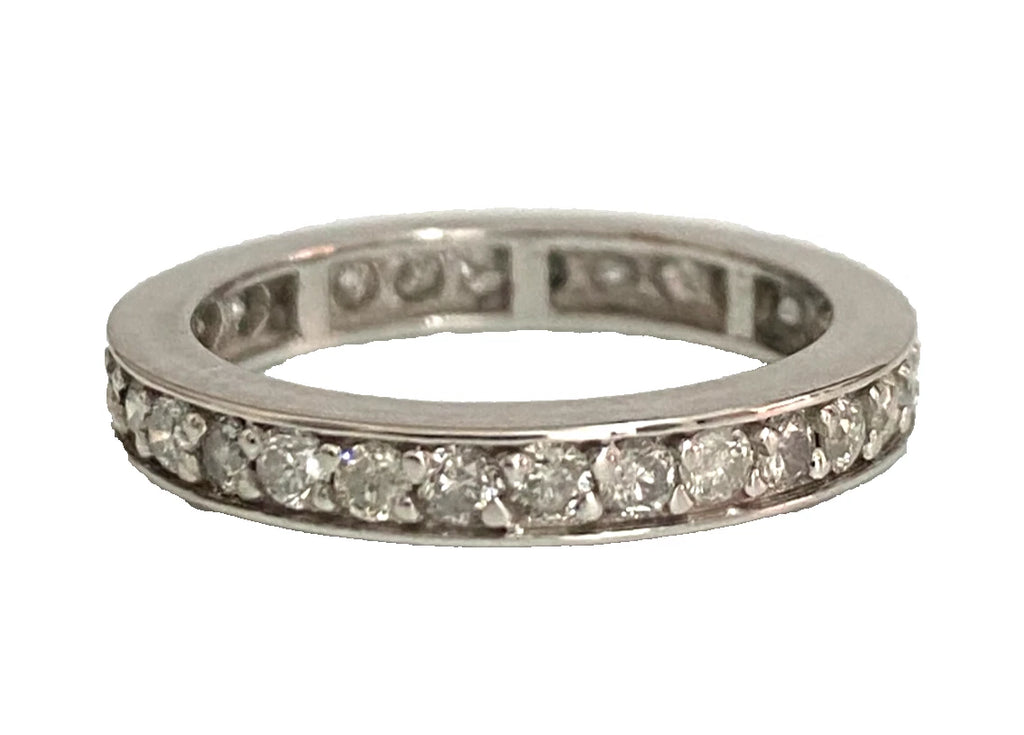 18K White Gold Diamond Full Eternity Wedding Band Ring - Size L (US 5.75)
