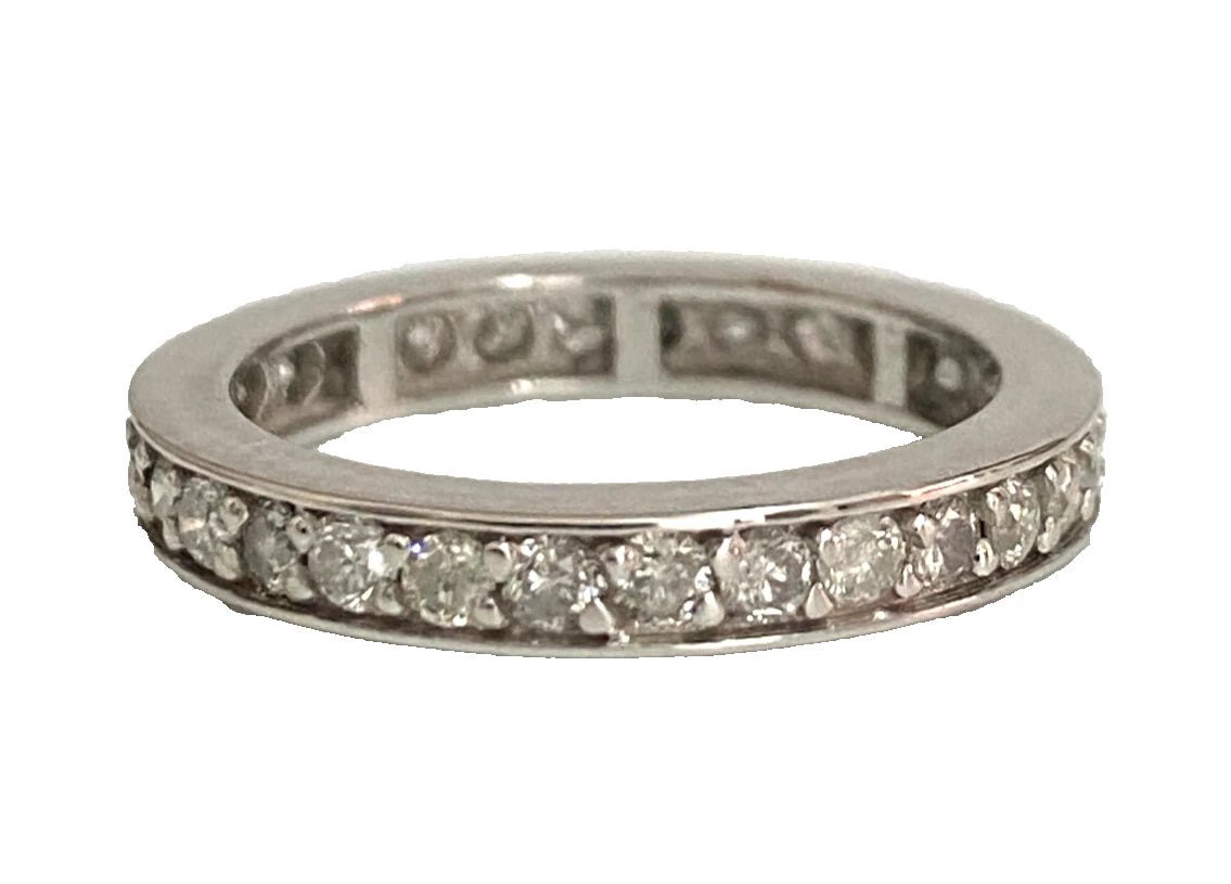 18K White Gold Diamond Full Eternity Wedding Band Ring - Size L (US 5.75)