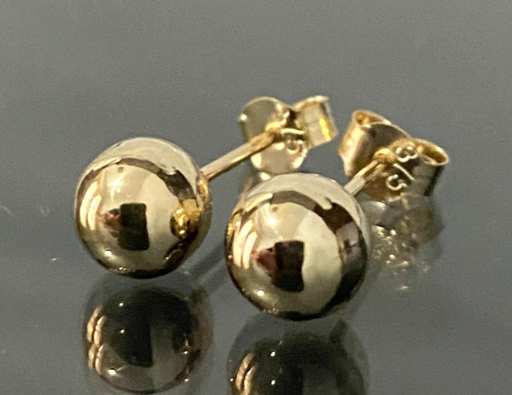 9K Yellow Gold Ball Stud Earrings