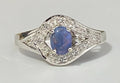 9K White Gold W/ Opal & White Zircon Ring Size N - 6 1/2