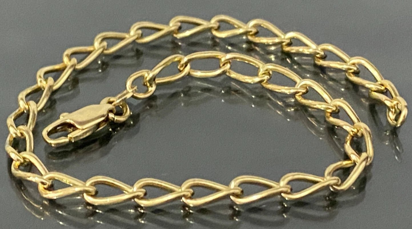 18K Yellow Gold Curb Link Bracelet 19.50cm Long
