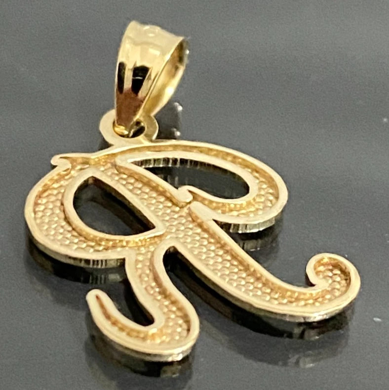 9ct Yellow Gold Script Initial 'R' pendant