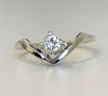 14K White Gold & 0.21CT Diamond Solitaire Curve Ring Size L - 5 1/2