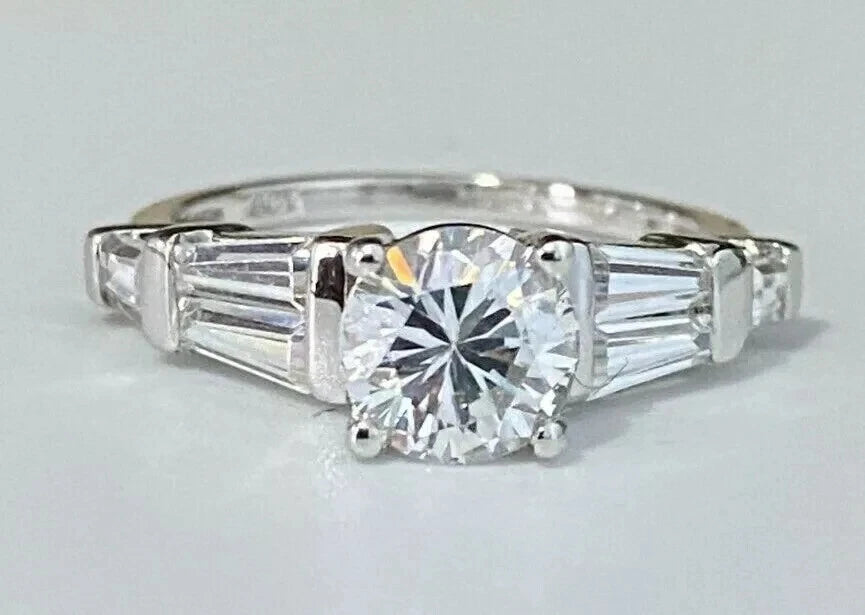 9K White Gold & Cubic Zirconia Engagement Ring Size M - 6