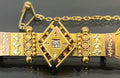 Victorian Australian 15K Yellow Gold Diamond Etruscan revival Bar Brooch 40mm