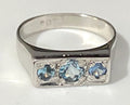 Vintage 9K White Gold & Blue Gemstones Ring Size L - 5 1/2
