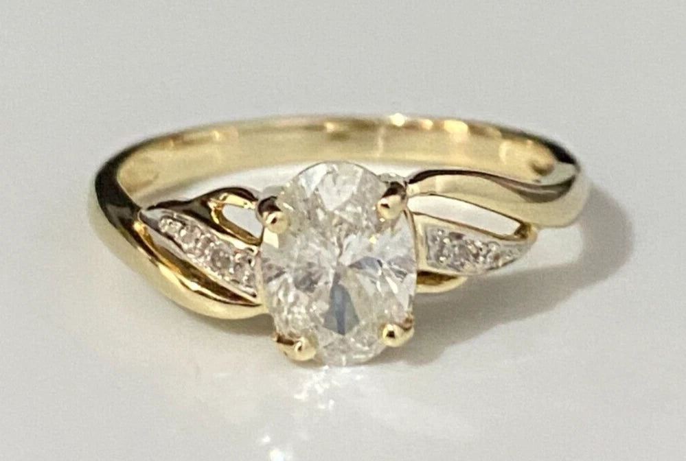 9K Yellow Gold & 1.0CT Diamond Single Stone Ring Size O - 7