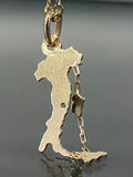 9K Yellow Gold Italy Map Charm / Pendant