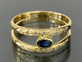 18K Yellow Gold W/ Sapphire & Diamond Split Band Style Ring Size R - 8 7/8