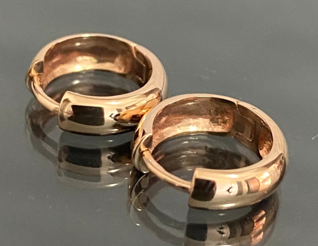 9ct Rose Gold Round Huggie Earrings