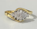 18K Yellow Gold & 0.25CT Diamond Cluster Ring Size L 1/2 - 5 7/8