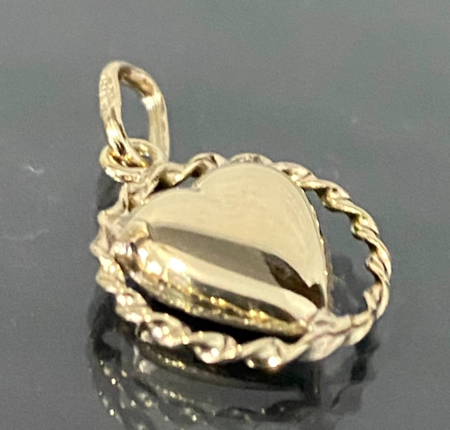 9ct Yellow Gold Heart Charm / Pendant – 21mm