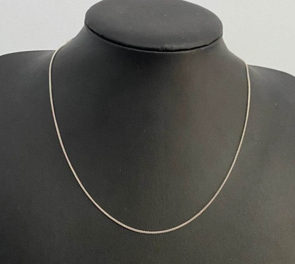 Italian 18K White Gold Spiga Link Chain Necklace 46cm Long