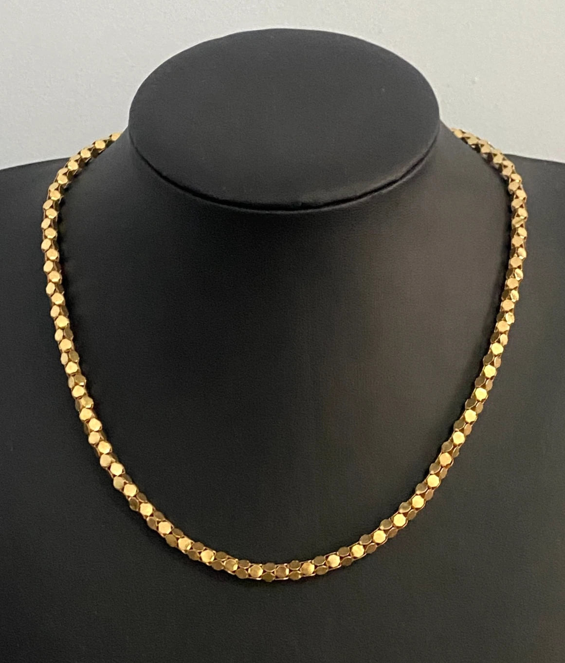 Vintage 18K Yellow Gold Popcorn Link Chain Necklace 47cm Long