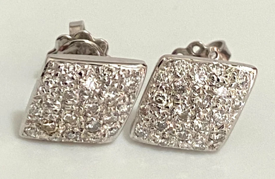 900 Platinum 0.70CT Diamond Rhombus-Shaped Cluster Stud Earrings 15.0mm