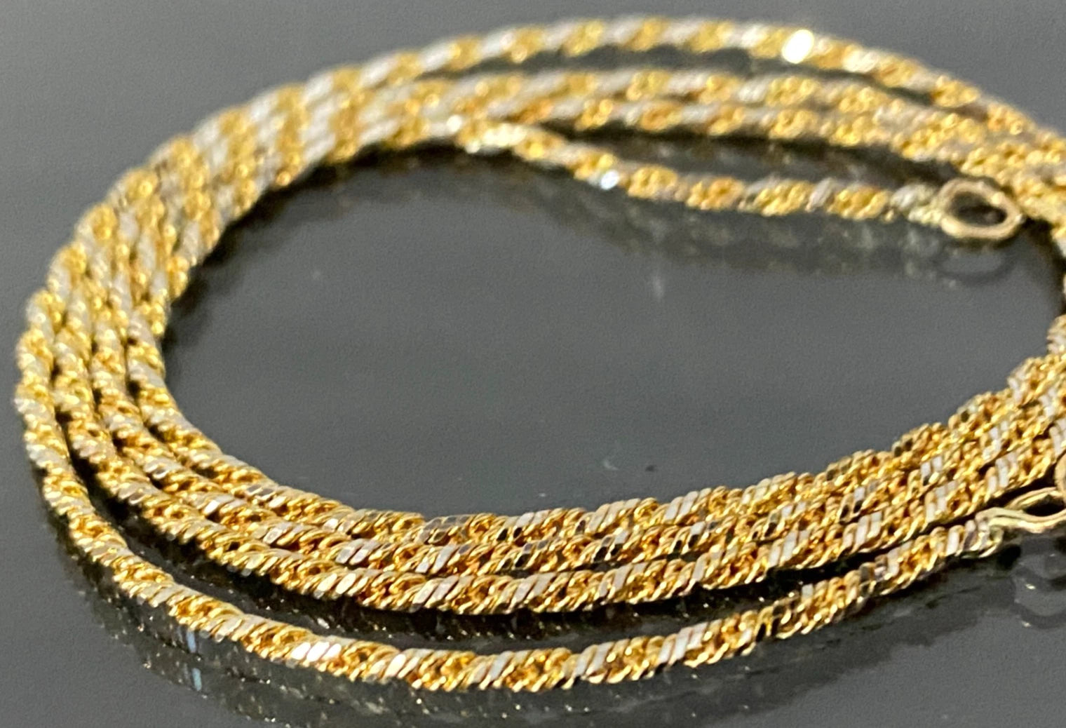 18K Yellow Gold Rope Link Chain Necklace 46cm Long