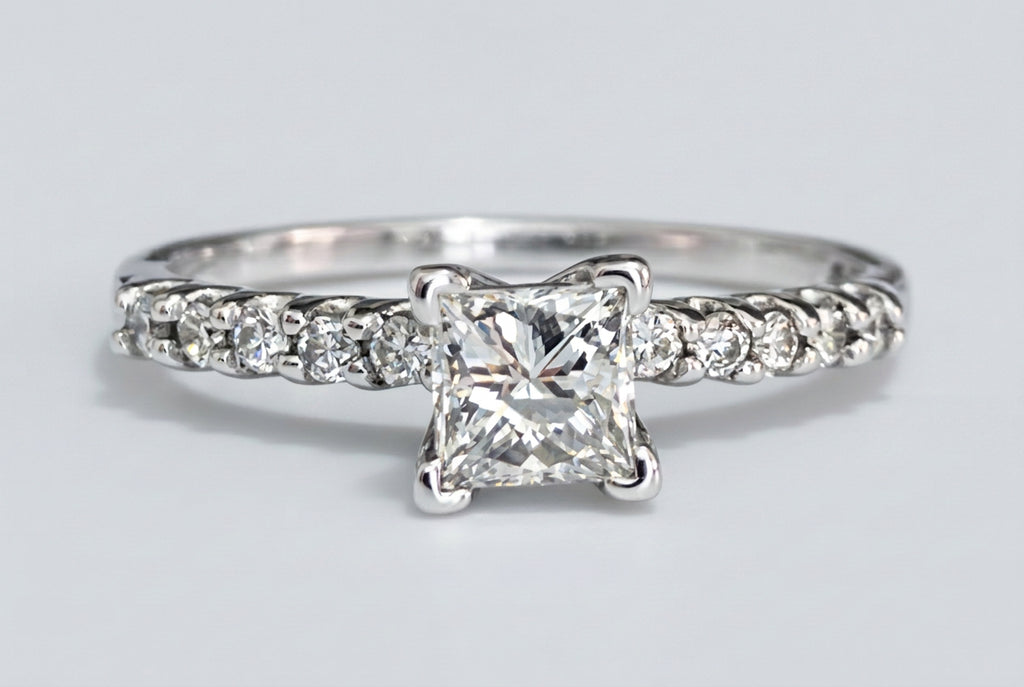 14K White Gold & 0.75CT Diamond Solitaire Engagement Ring Size P 1/2 (US 8)