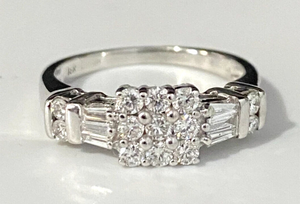 18K White Gold & 0.75CT Diamond Ring Size O - 7