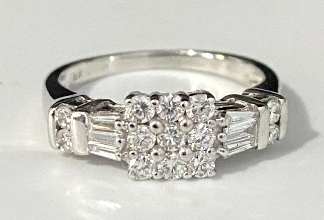 18K White Gold & 0.75CT Diamond Ring Size O - 7