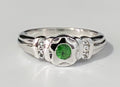 9K White Gold W/ Tsavorite & White Zircon Ring Size N - 6 1/2
