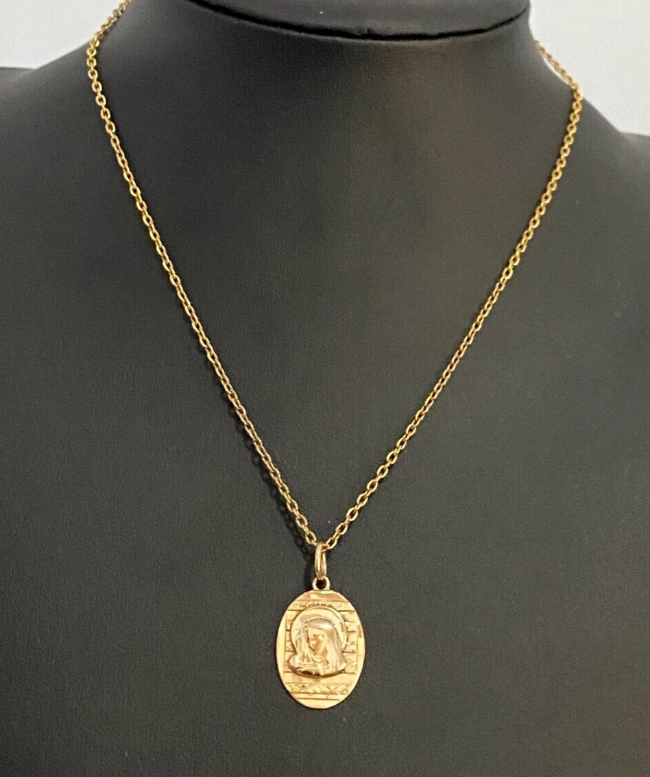 18K Rose Gold with Virgin Mary Pendant