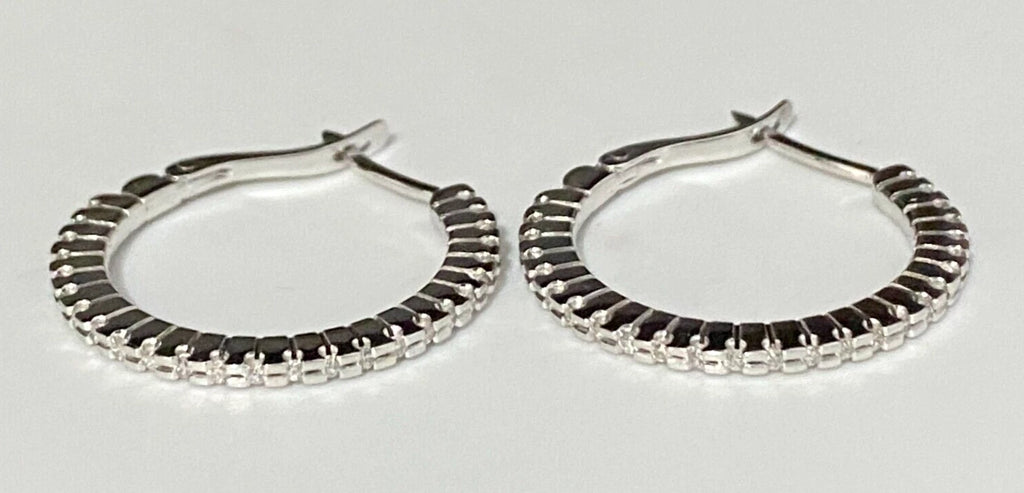 18K White Gold & 0.50CT Diamond Hoop Earrings 24.50mm High