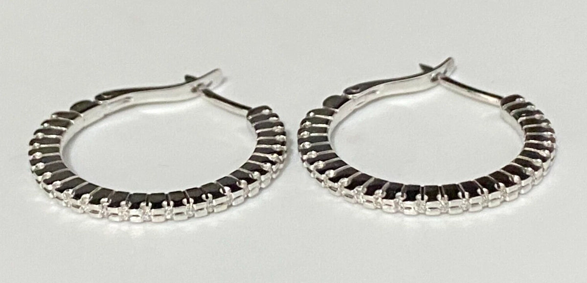 18K White Gold & 0.50CT Diamond Hoop Earrings 24.50mm High