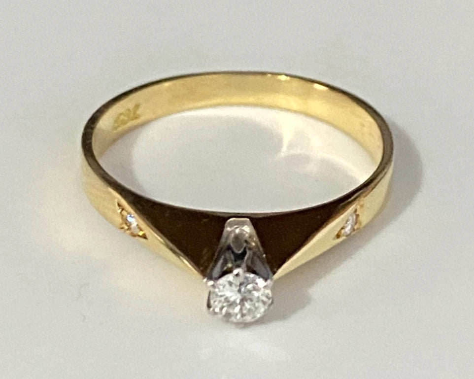 Vintage 18K Yellow Gold & Diamond Engagement Ring Size K - 5 1/4