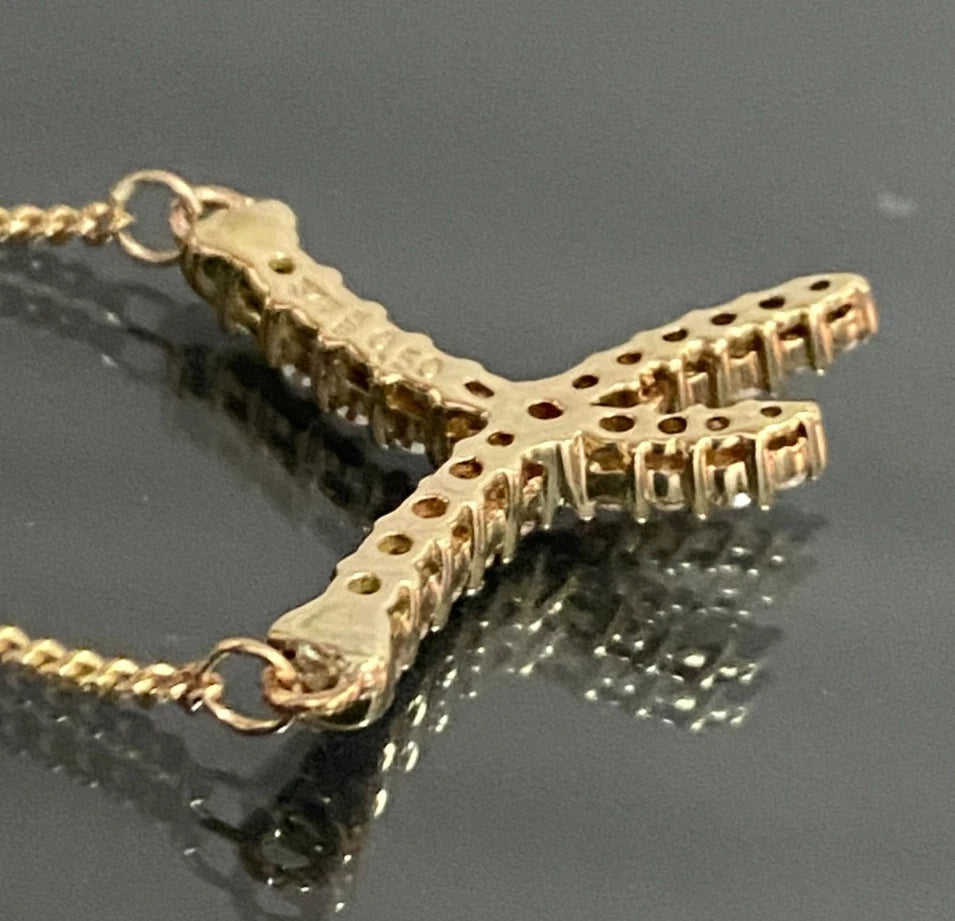 9K Yellow Gold & 0.50CT Diamond Y-shaped Drop Design Chain Necklace