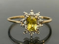 10ct Yellow Gold Sphene & Natural Zircon Cluster Ring Size S (US 9.15)