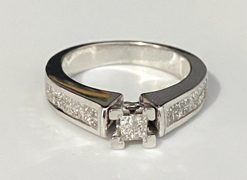 10K White Gold & 0.55CT Diamond Engagement Ring Size M 1/2 - 6 1/4