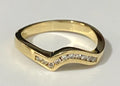 18K Yellow Gold & Diamond Curved Wedding Band Ring Size L - 5 7/8