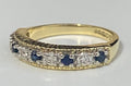 18K Yellow Gold W/ Sapphire & Diamond Eternity Band Ring Size N - 6 1/2