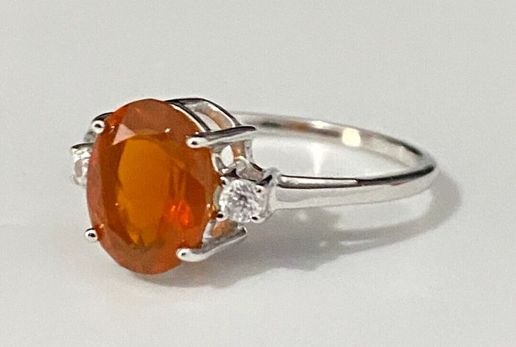 9K Yellow Gold W/ 1.32CT American Fire Opal Ring Size N - 6 1/2