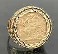 22K Gold Half Sovereign Coin C1897 in 9K Gold Ring Size N 1/2 - 7