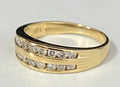 18K Yellow Gold & 0.50CT Diamond Double Row Wedding Band Ring Size N - 6 3/4