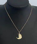 9ct Yellow Gold Lady Crescent Moon Charm / Pendant – 27mm