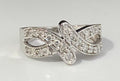 9K White Gold & 0.42CT Diamond Crossover Ring Size N 1/2 - 6 3/4