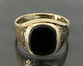 1970's 9K Yellow Gold & Onyx Men's engraved Signet Ring Size V - 11