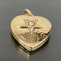 Antique 9K Yellow Gold Eastern Star Heart Locket Pendant