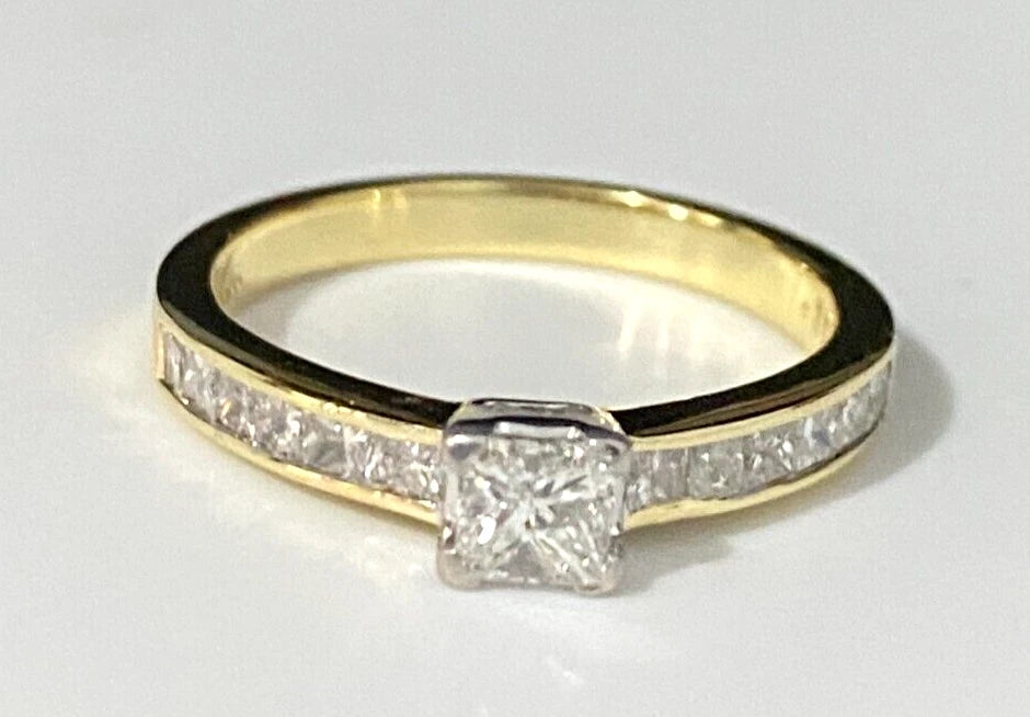 18K Yellow Gold & 0.75CT Diamond Engagement Ring Size M 1/2 - 6 1/4
