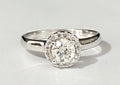 18K White Gold & 0.50CT Diamond Halo Ring Size K 1/2 - 5 3/8