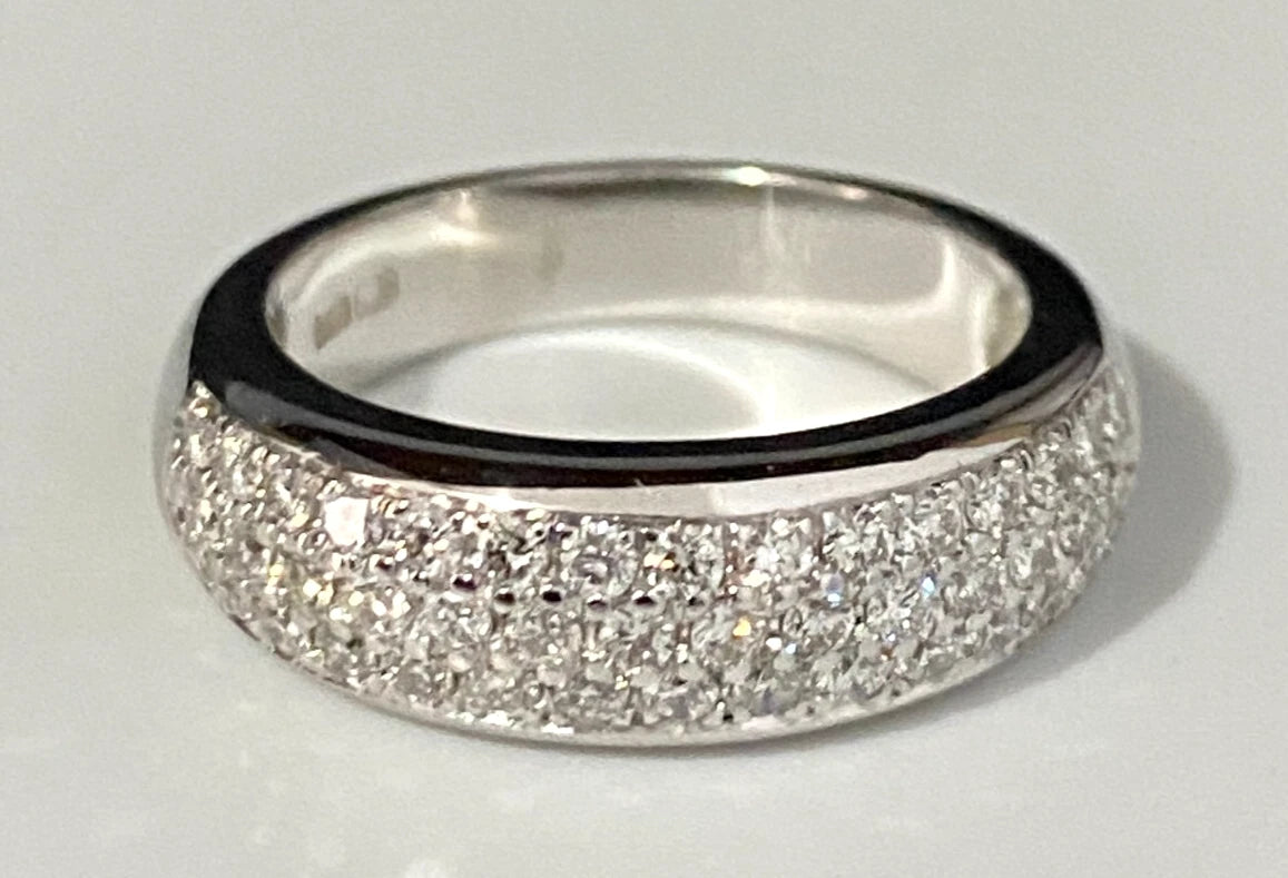 14K White Gold & 0.45CT Diamond Pave Anniversary Ring Size J - 4 5/8