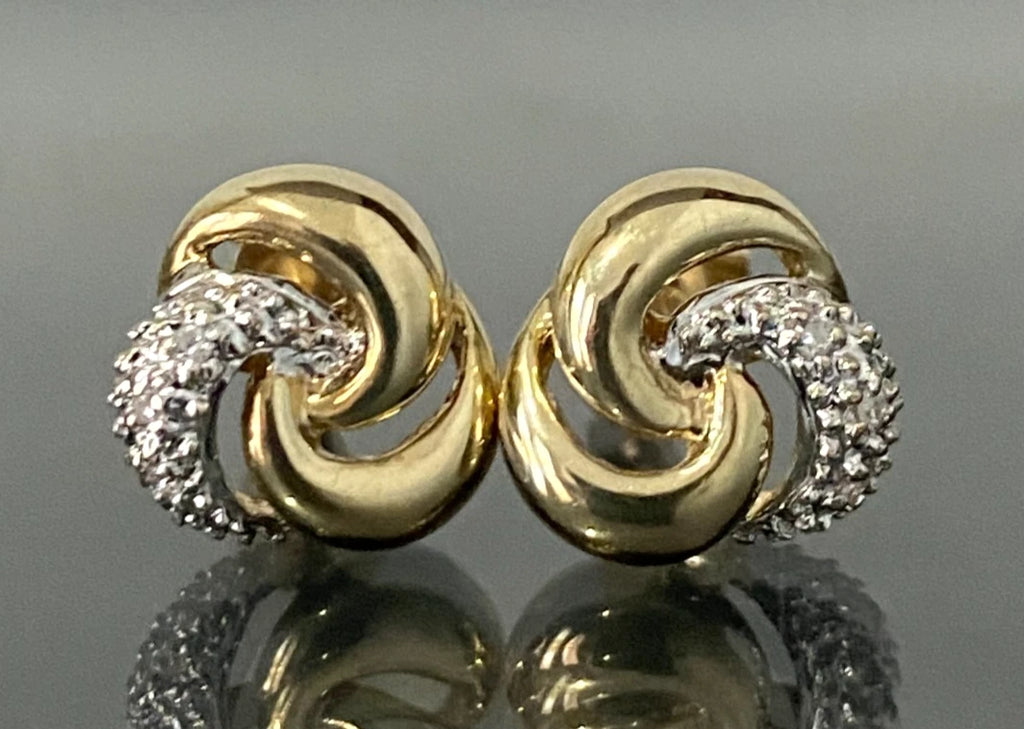 9K Yellow Gold & Diamond Knot Stud Earrings