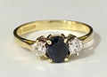 18K Yellow Gold W/Sapphire & 0.25CT Diamond Cluster Ring Size N 1/2 - 7
