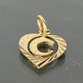 Italian 8K Yellow Gold " C " Letter Heart Shape Pendant/Charm 16.0mm High