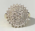 9K Yellow Gold & 1.0CT Diamond Cluster Ring Size O - 7 1/4